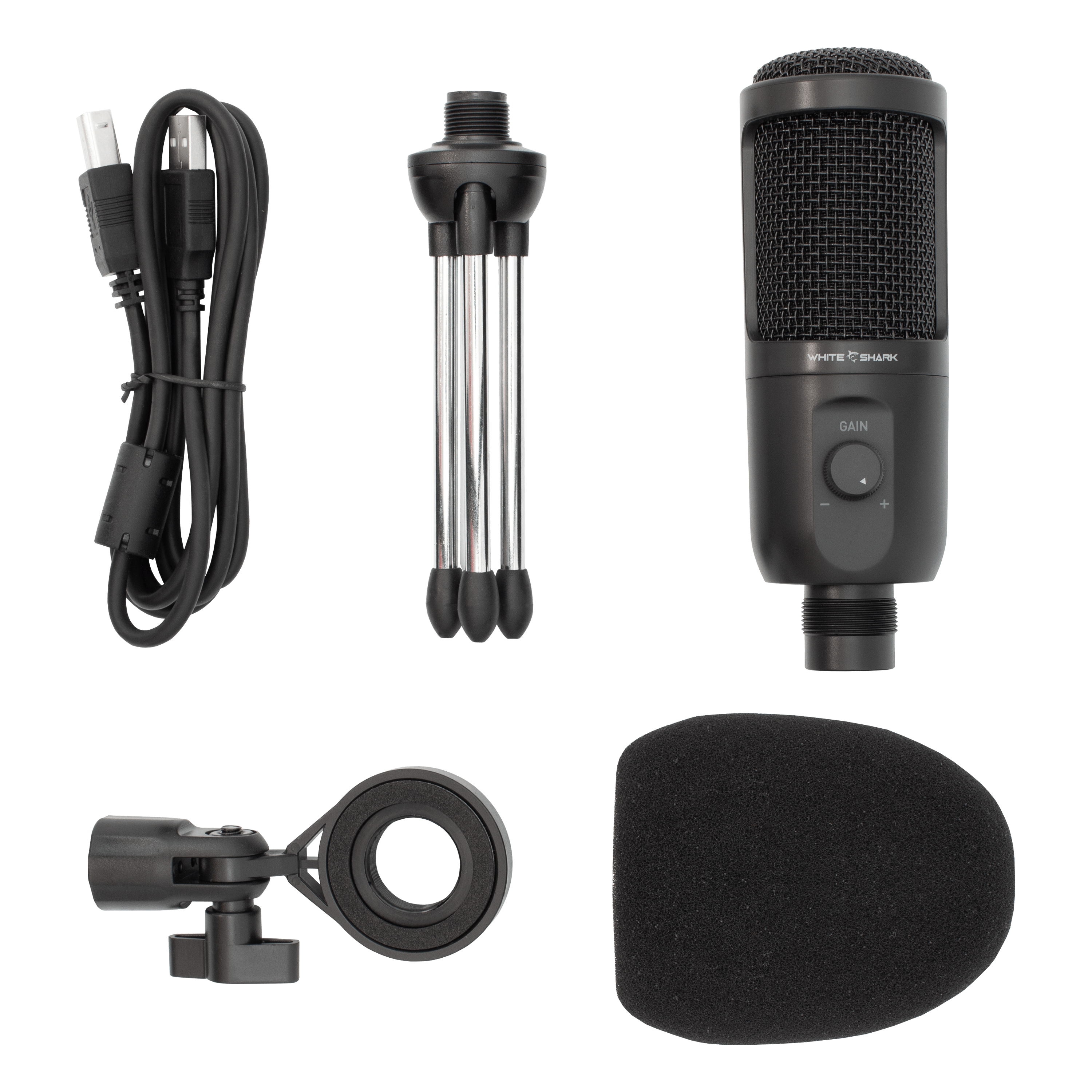 White Shark TAUS Podcasting Microphone Kit - Black - GameStore.mt | Powered by Flutisat