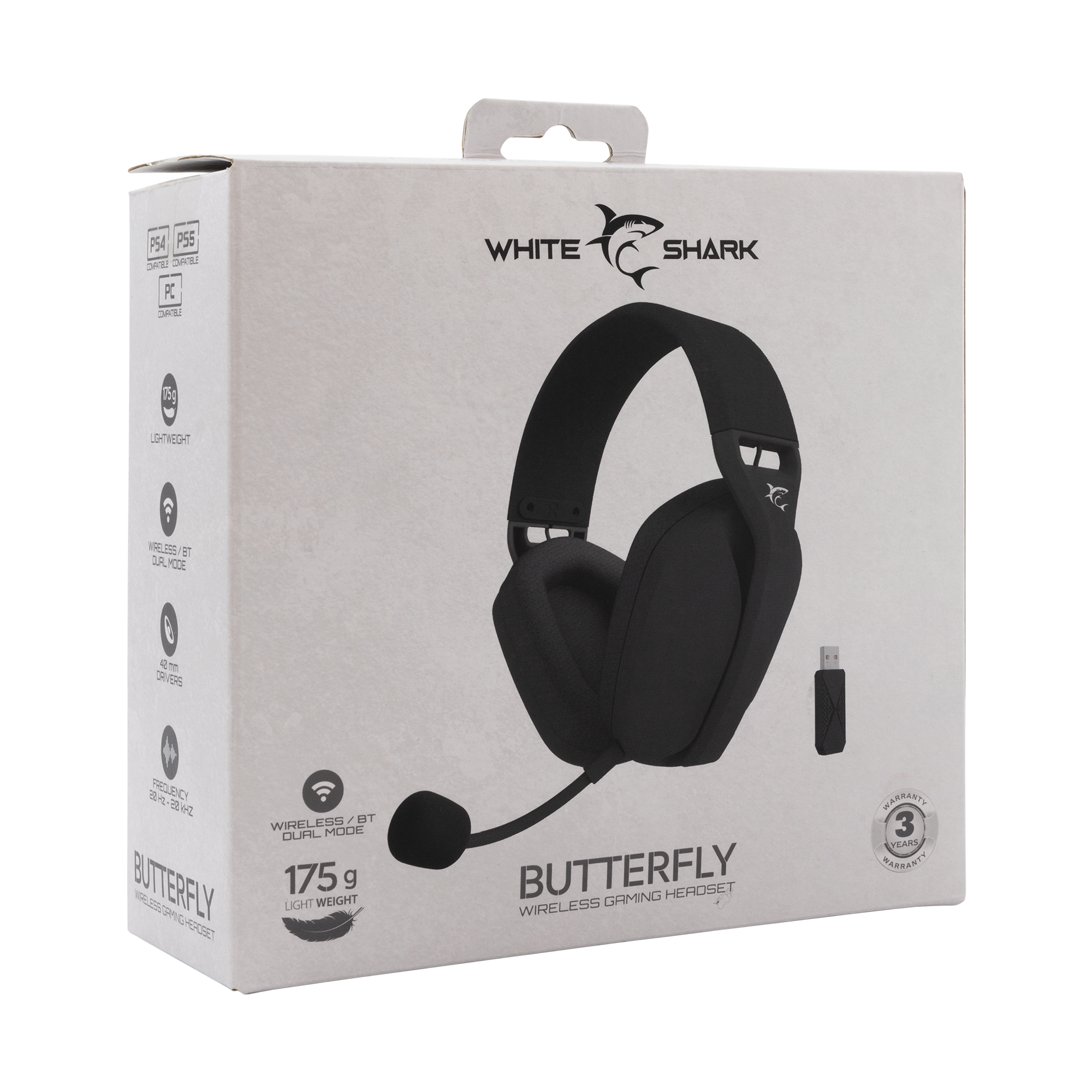 White Shark BUTTERFLY Wireless Headset (PC/PS4/PS5) (Black)