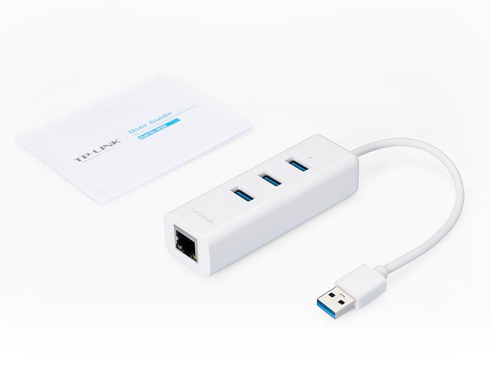 TP - Link UE330 USB 3.2 Gen1 to Gigabit Ethernet Adapter with 3 - Port USB Hub - GameStore.mt