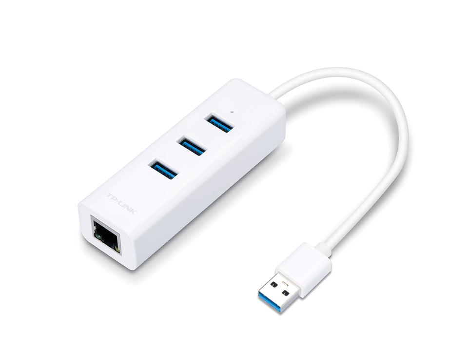 TP - Link UE330 USB 3.2 Gen1 to Gigabit Ethernet Adapter with 3 - Port USB Hub - GameStore.mt