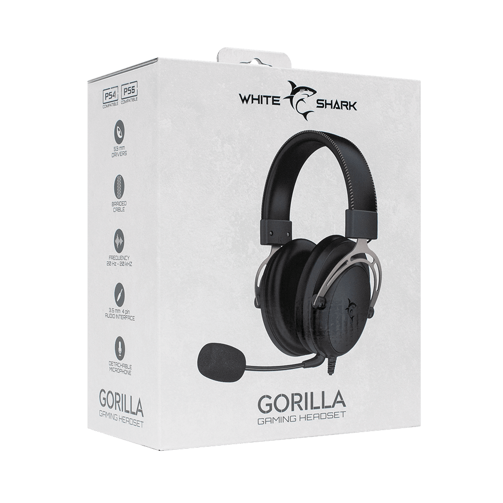 White Shark GORILLA Gaming Headset (Black/Grey) - GameStore.mt