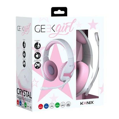 Konix Geek Girl Crystal Gaming Headset Blanc and Rose - GameStore.mt | Powered by Flutisat