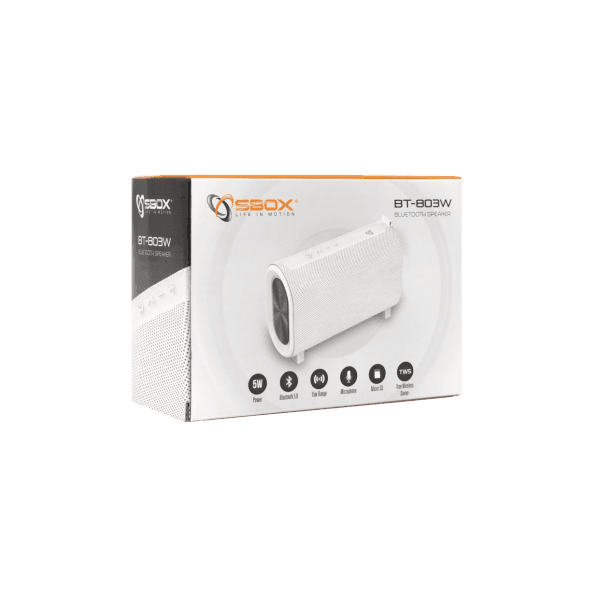 SBOX White Bluetooth Speaker BT-803W - GameStore.mt | Powered by Flutisat