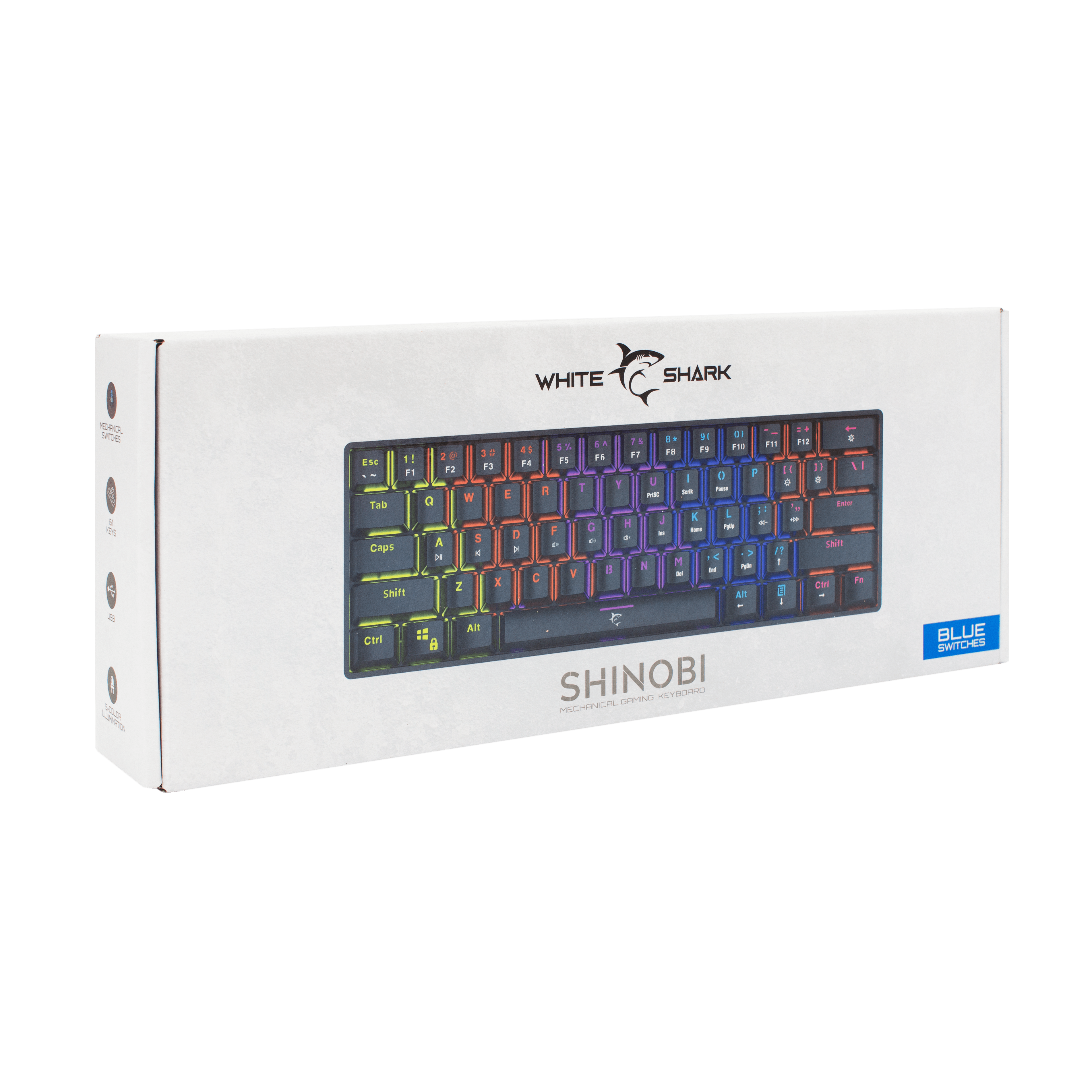 White Shark SHINOBI Keyboard - Black (Blue Mechanical Switches) [US Layout] - GameStore.mt | Powered by Flutisat