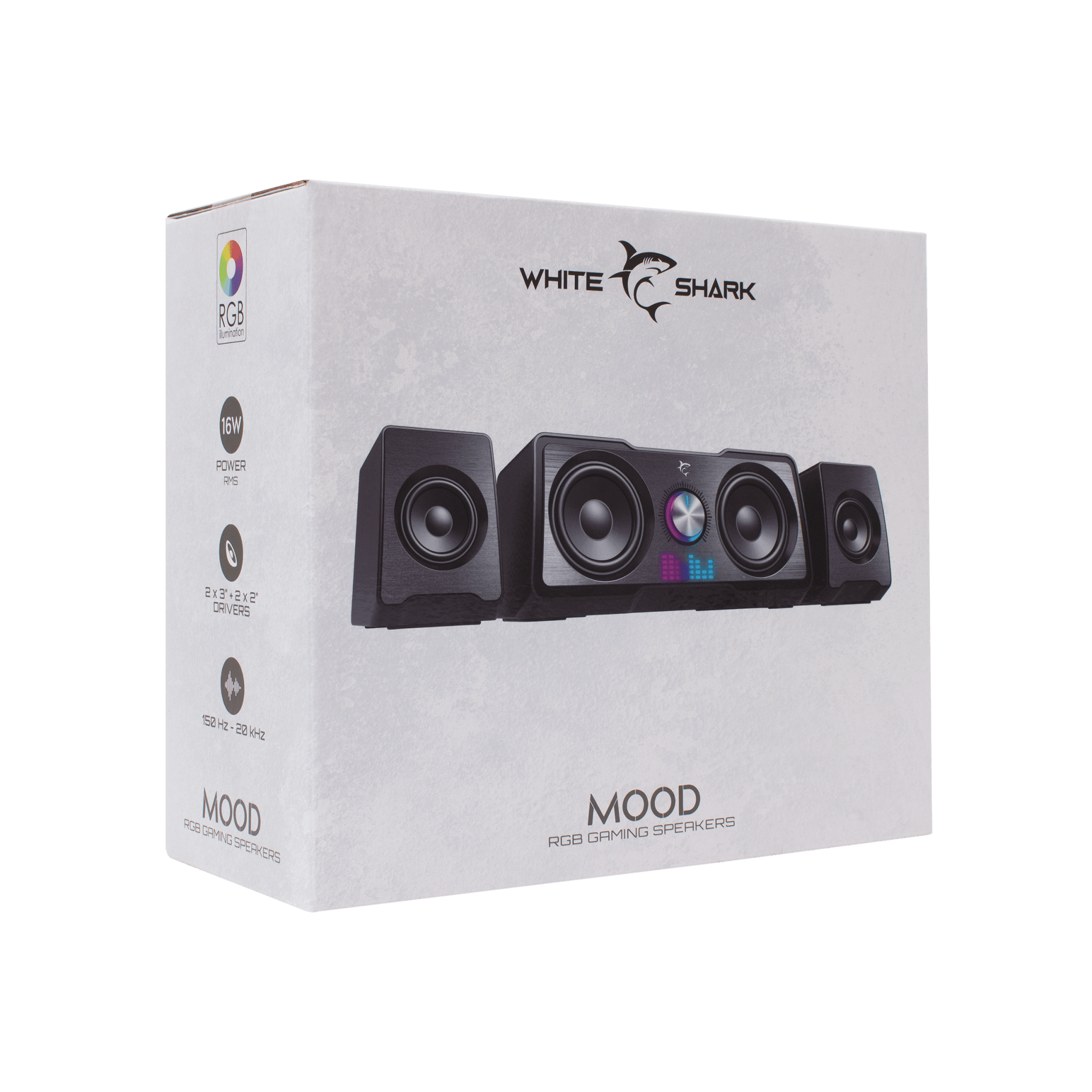 White Shark MOOD (2.2 Stereo) RGB Gaming Speakers - Black - GameStore.mt