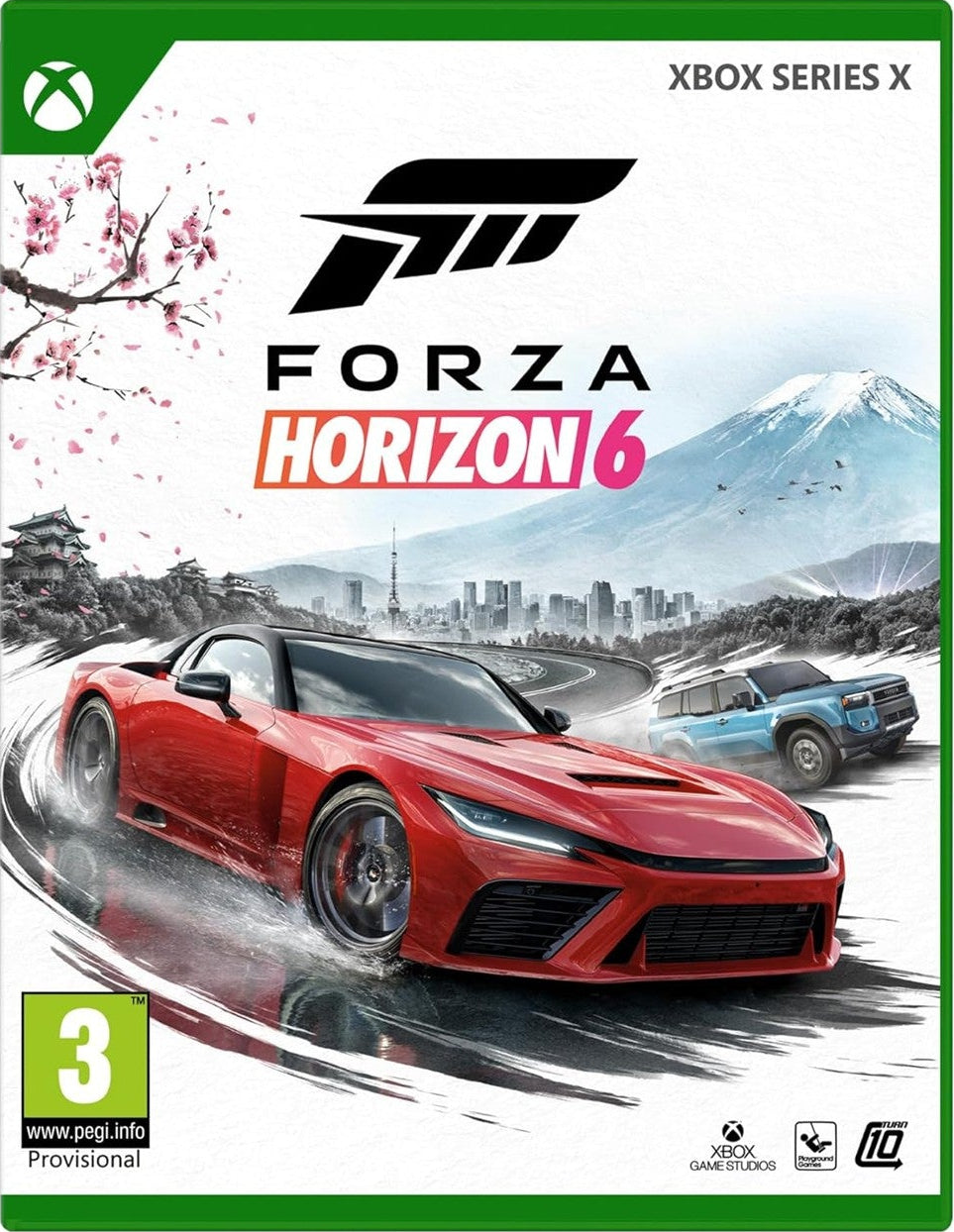 Forza Horizon 6 game cover for Xbox Series X with a red car on a white background