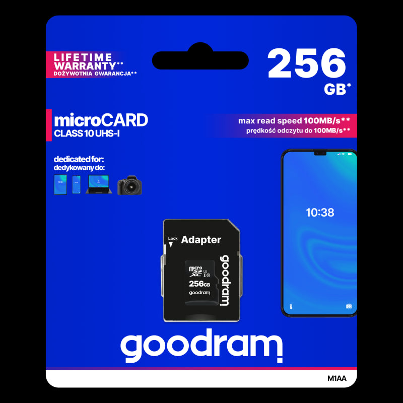 GOODRAM 256GB MicroSD Class 10 UHS1+