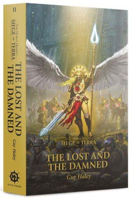Book cover of 'The Lost and the Damned' with an angelic figure on a white background