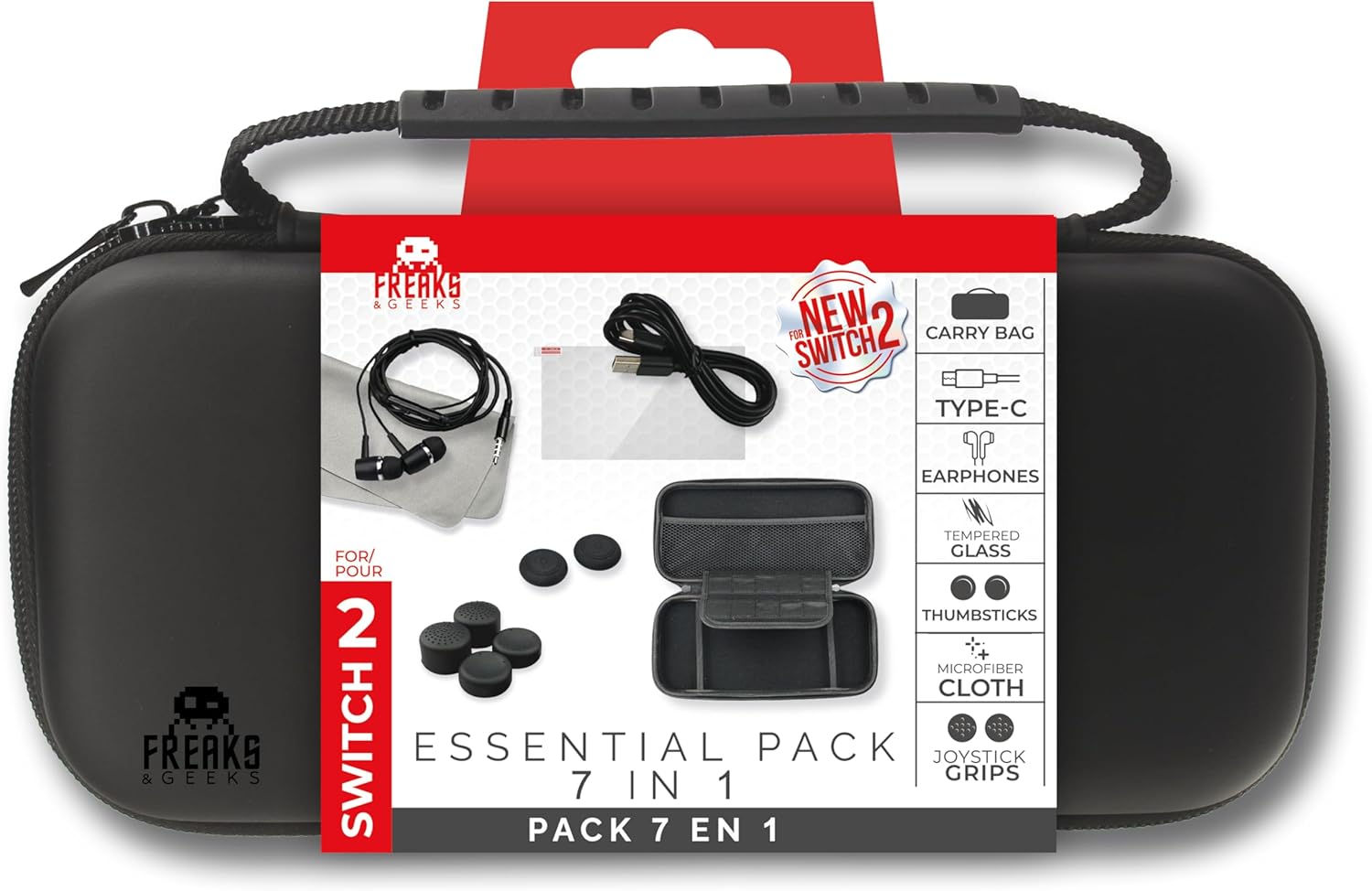 Freaks & Geeks Nintendo Switch 2 Essential 7-in-1 Accessories Pack