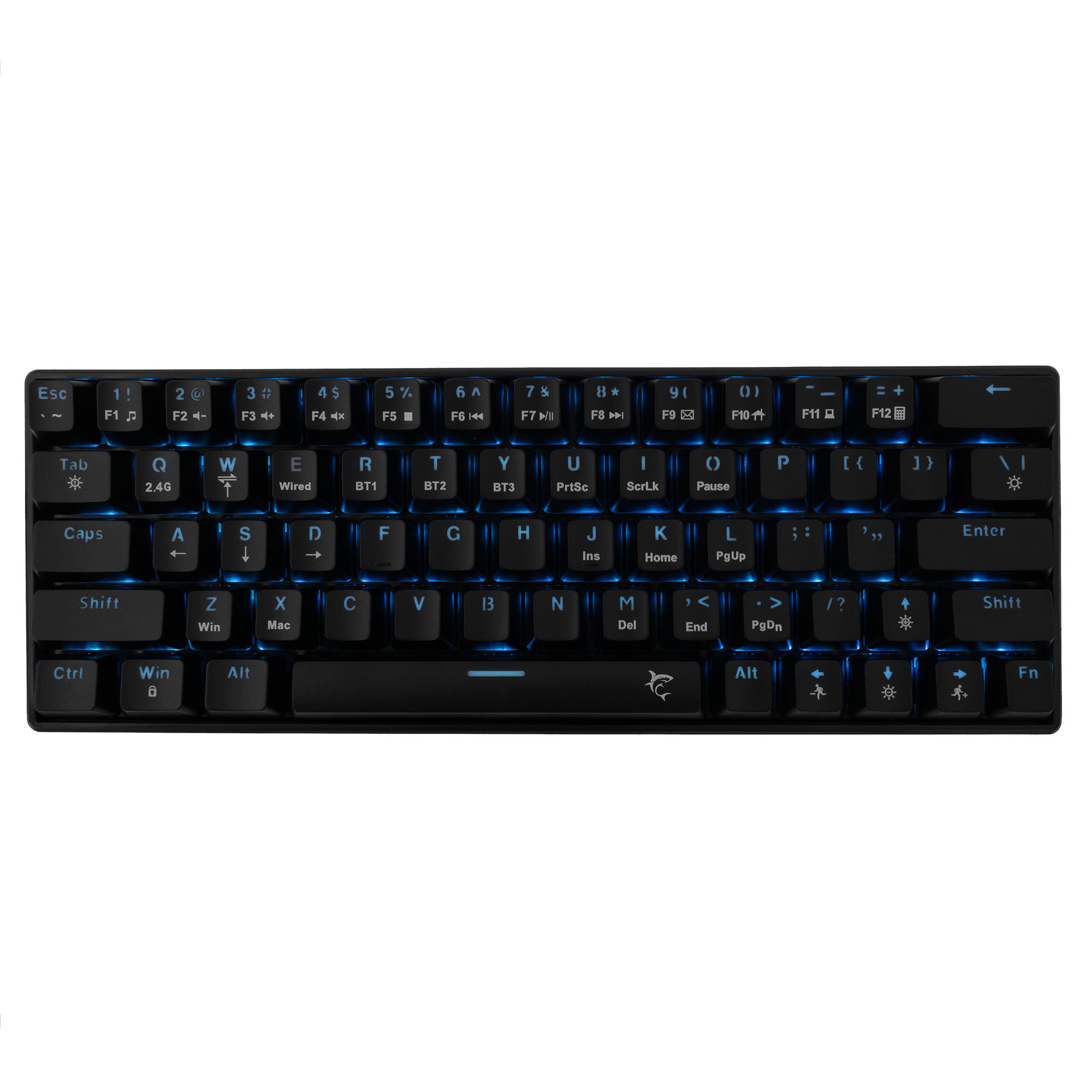 White Shark Kaiken - Wireless/Wired Mechanical Keyboard (Red Switches) (Black) [US Layout]