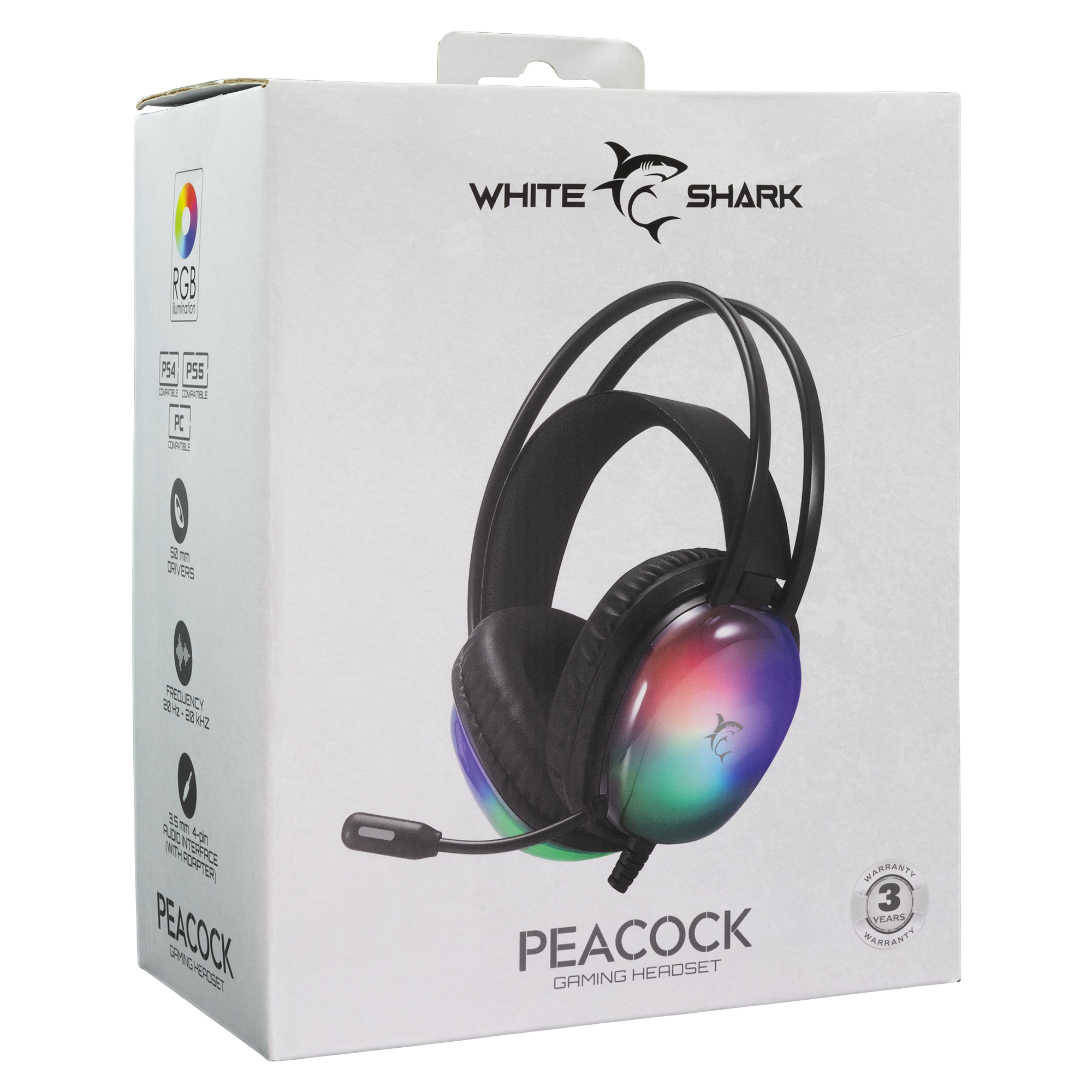 White Shark PEACOCK Gaming Headset (Black)