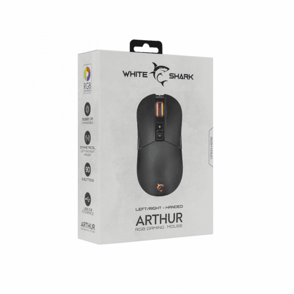 White Shark MOUSE GM-9005 ARTHUR Black RGB / 10.000 dpi - GameStore.mt | Powered by Flutisat