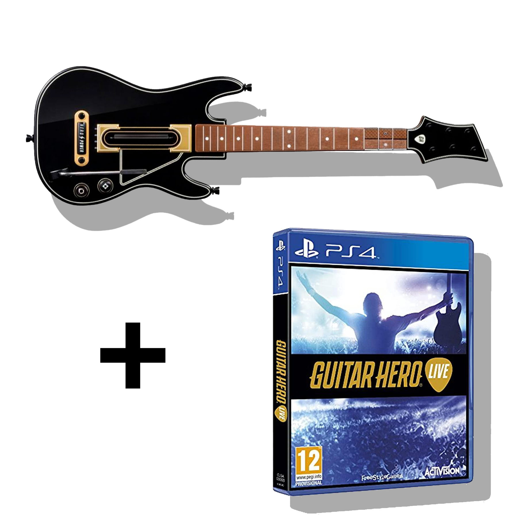 Guitar Hero Live Guitar Controller (Black/Brown) for PS4 + Guitar Hero Live Game (Pre-owned)