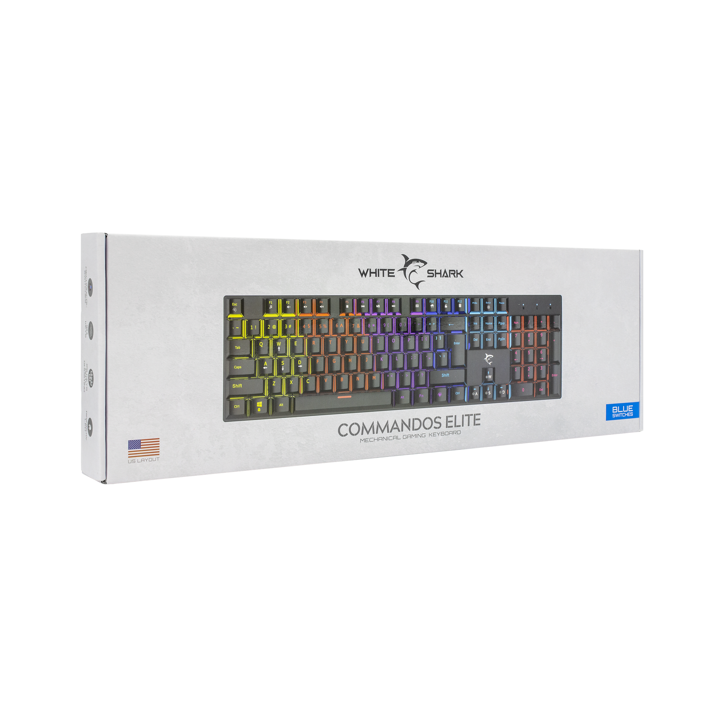 White Shark Commandos Elite - Wired Mechanical Keyboard (Blue Switches) (Black) [US Layout]