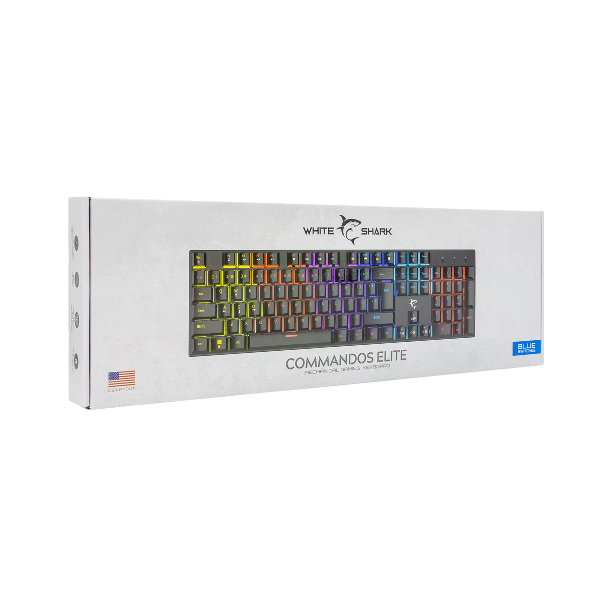 White Shark Commandos Elite - Wired Mechanical Keyboard (Blue Switches) (Black) [US Layout]