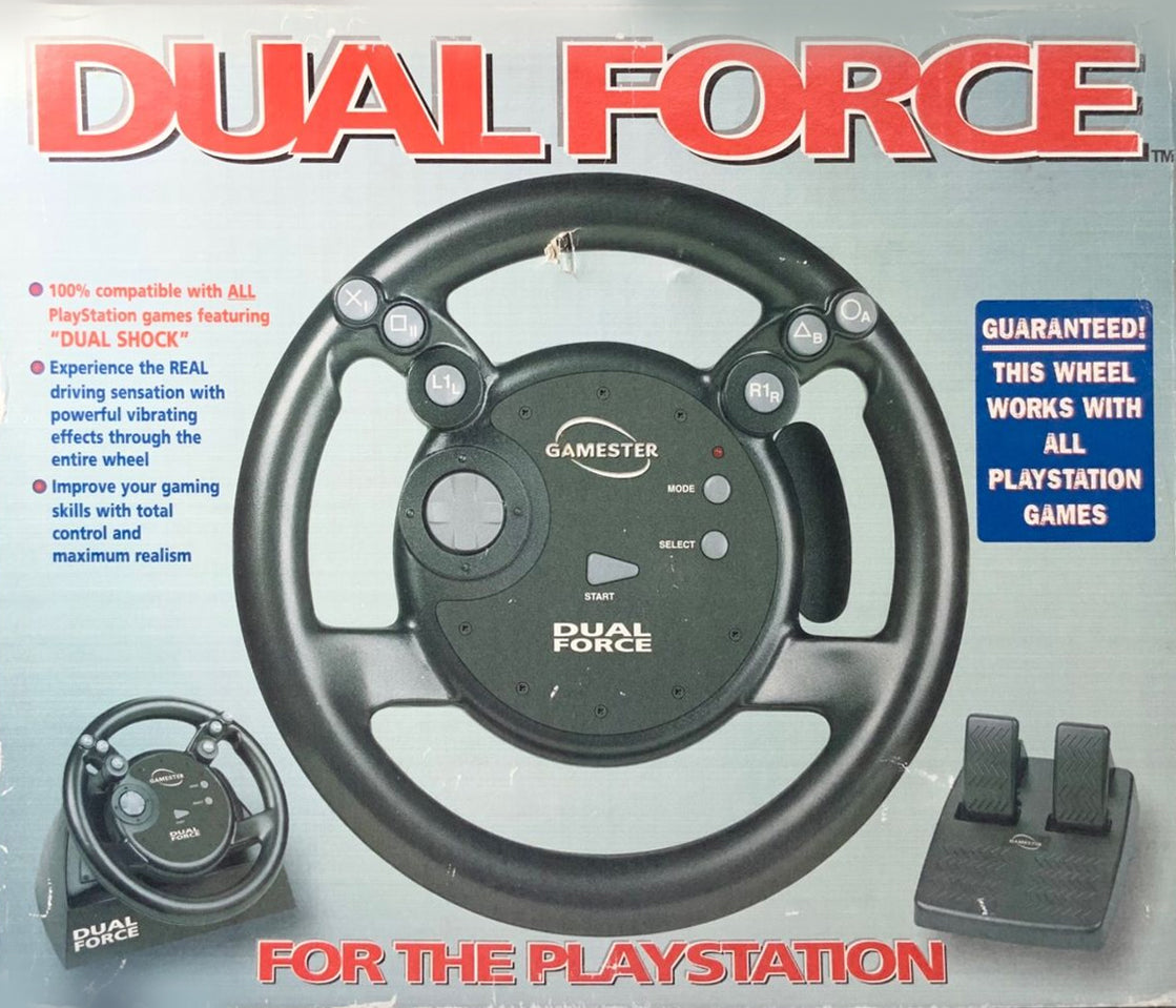 Gamester Dual Force Steering Wheel and Pedals For PlayStation 1 (Pre-o ...