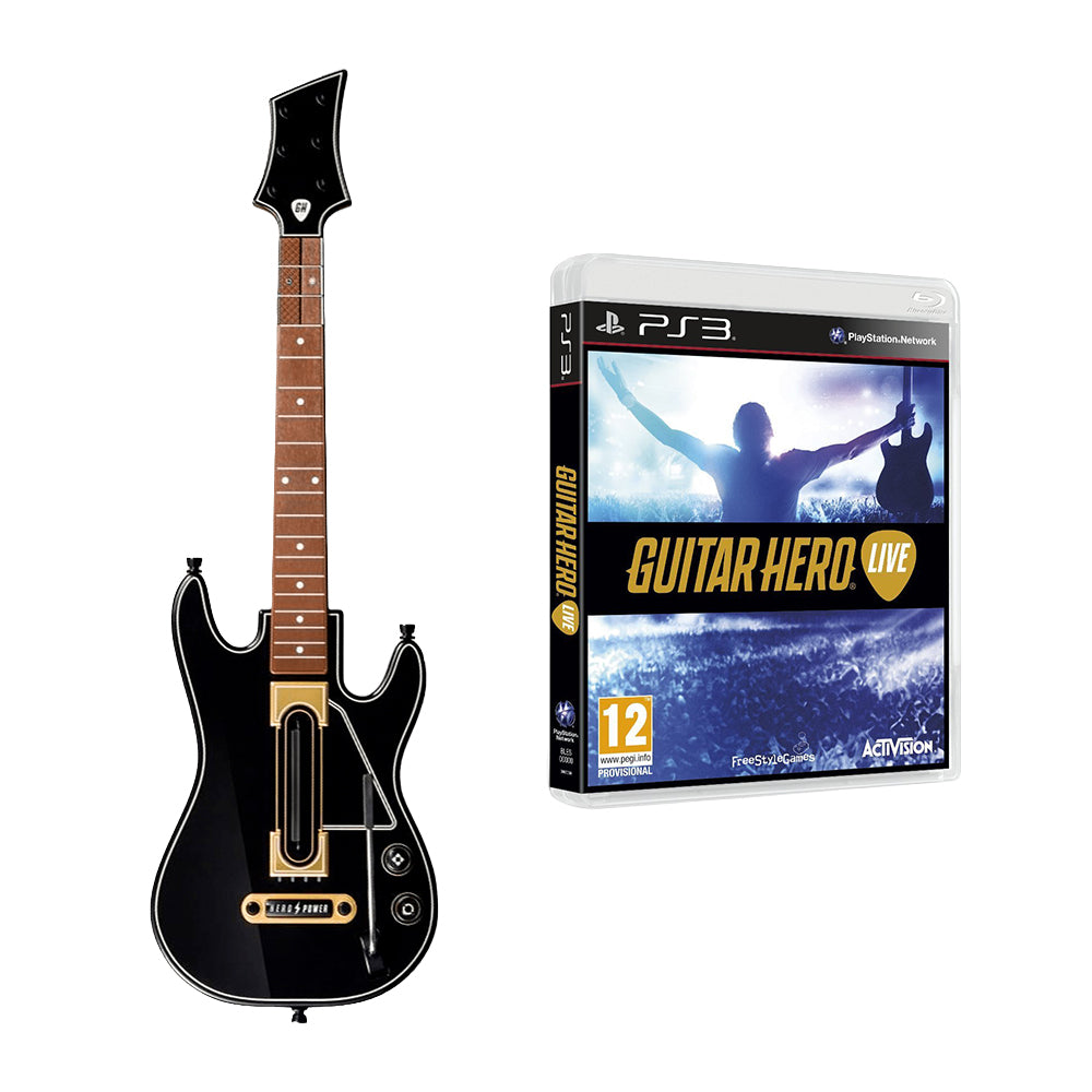 Guitar Hero Live Guitar Controller (Black/Brown) for PS3 + Game (Pre-owned)
