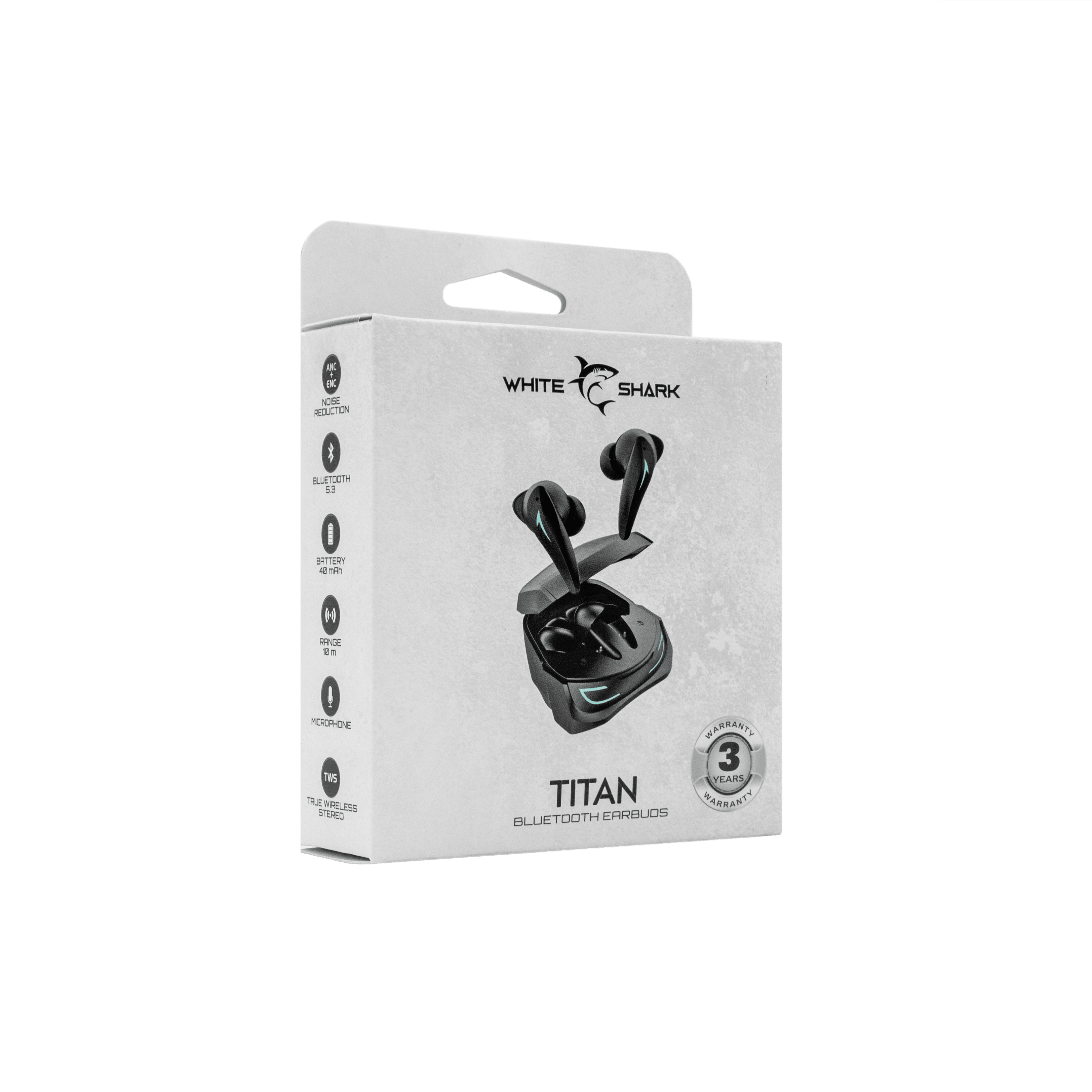 White Shark TITAN Bluetooth Earbuds (Black) - GameStore.mt | Powered by Flutisat