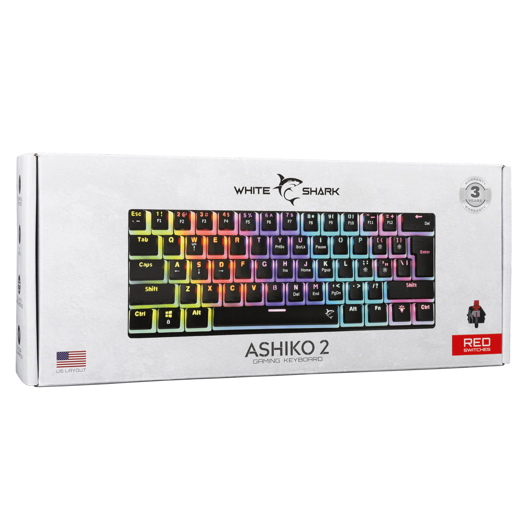 White Shark GK - 2202 Ashiko Black - Red Switches - GameStore.mt