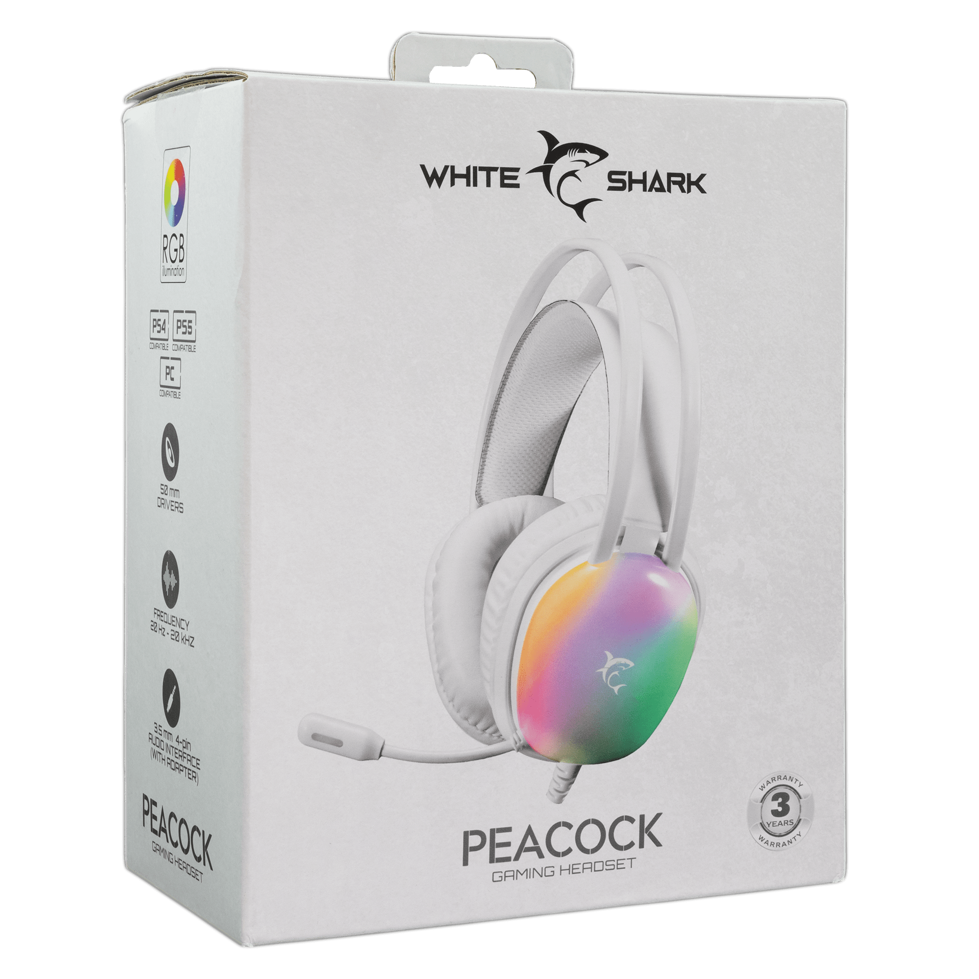 White Shark PEACOCK Gaming Headset (White) - GameStore.mt