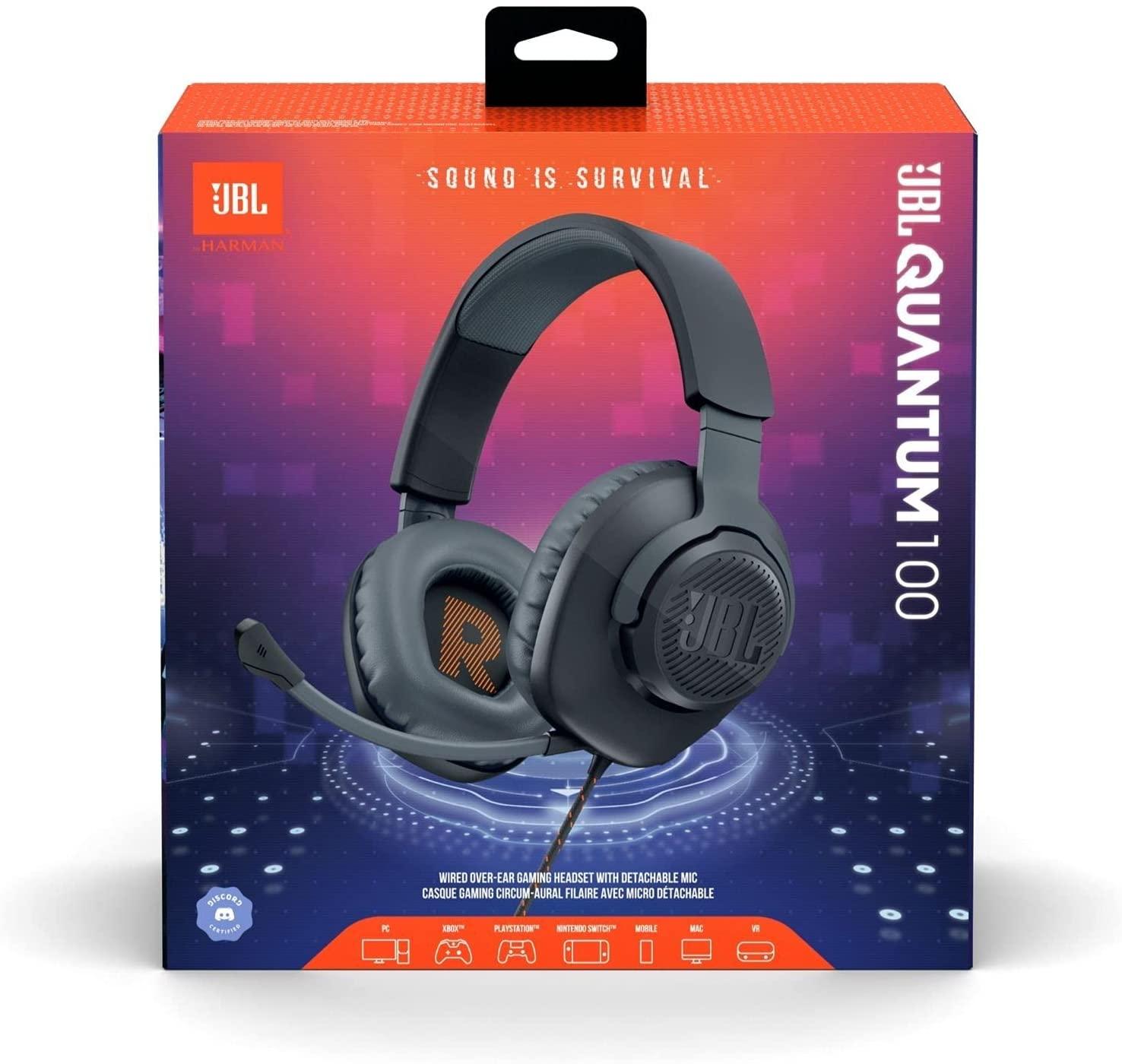 JBL Quantum 100 (Black) - Wired Over-Ear Gaming Headphones - GameStore.mt | Powered by Flutisat