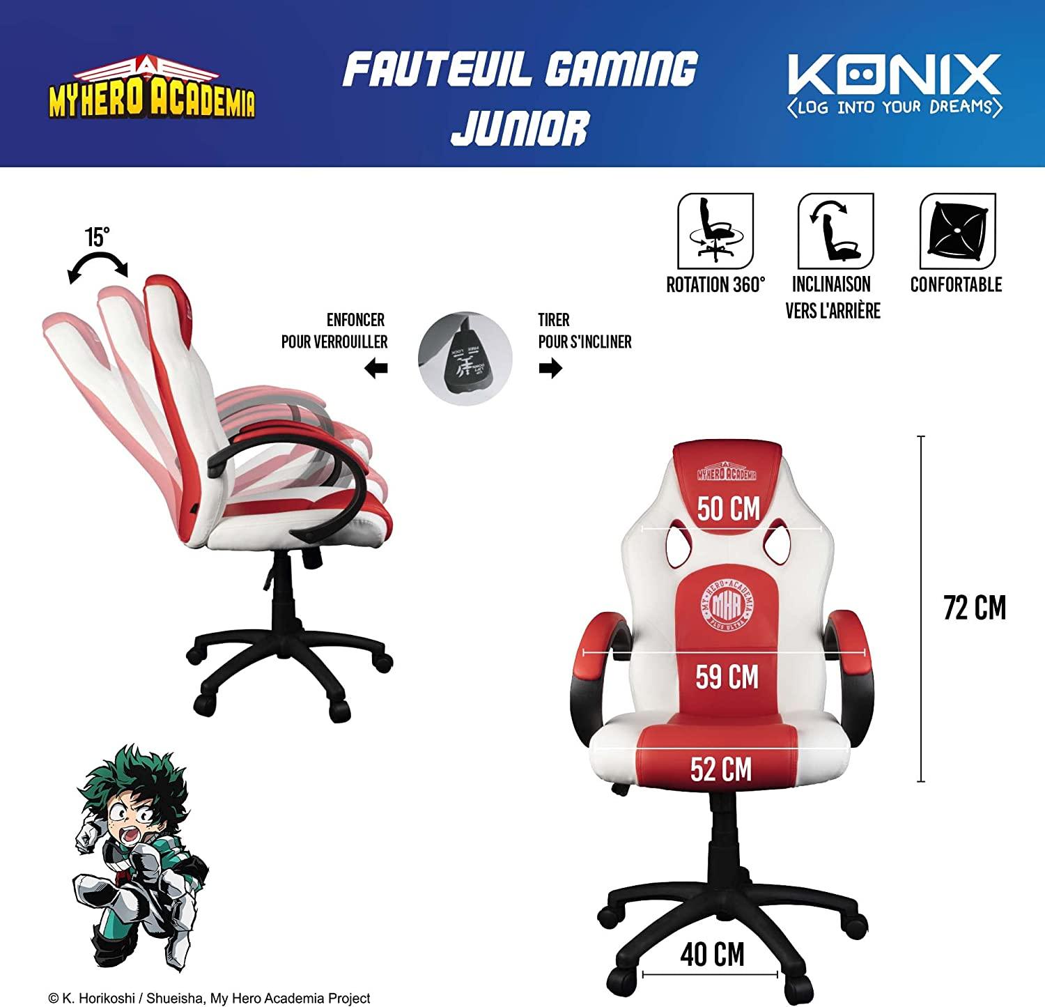 KONIX My Hero Academia Junior Gaming Chair (Red and White) - GameStore.mt | Powered by Flutisat