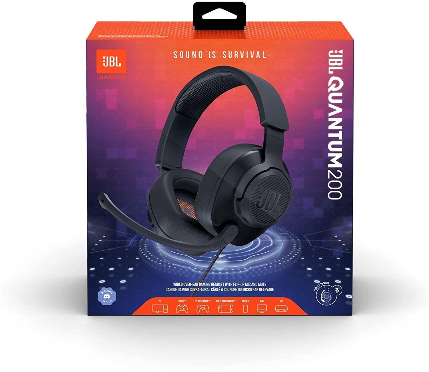 JBL Quantum 200 (Black) - Wired Over-Ear Gaming Headphone - GameStore.mt | Powered by Flutisat