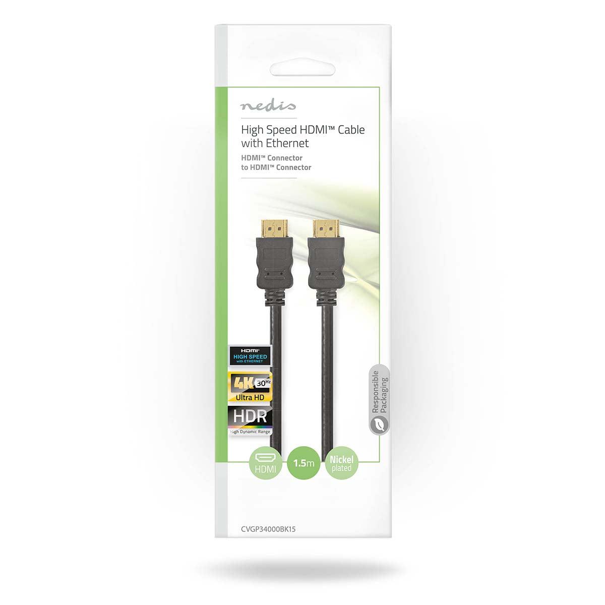 Nedis HDMI Cable with Ethernet 4K@30Hz (1.5M) - GameStore.mt | Powered by Flutisat