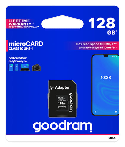 GOODRAM 128GB SDXC Micro SD Card Class 10 UHS-I + Adapter - GameStore.mt | Powered by Flutisat