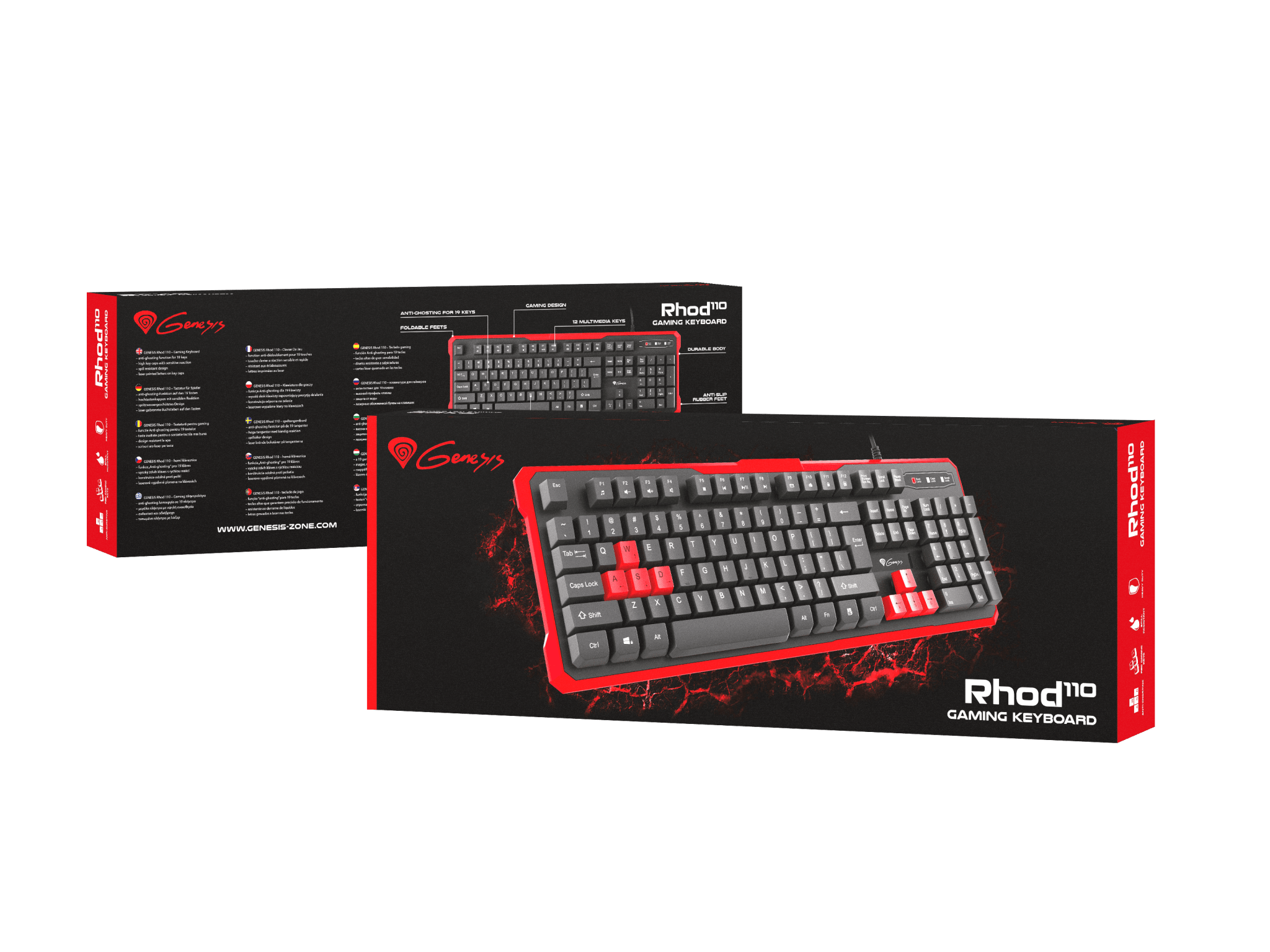 Genesis RHOD 110 Gaming Keyboard (US Layout) - Red - GameStore.mt