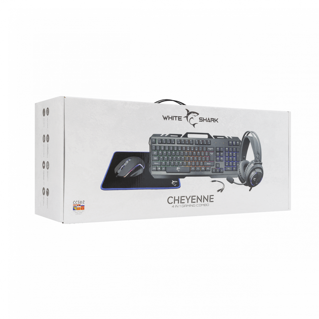 White Shark Cheyenne 4 in 1 Combo (US Keyboard, Headset, Mouse, Mousepad) - GameStore.mt