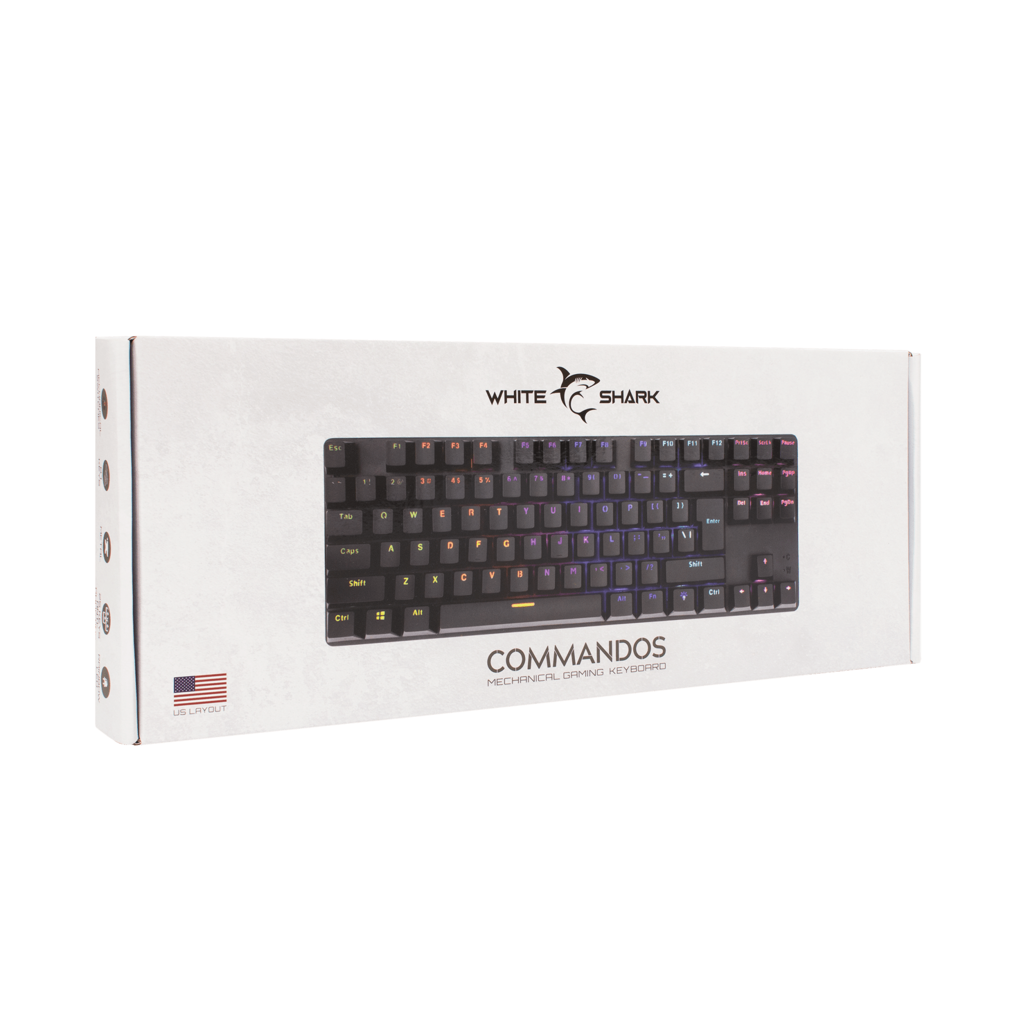 White Shark COMMANDOS - Black (Blue Switches) [US Layout] - GameStore.mt